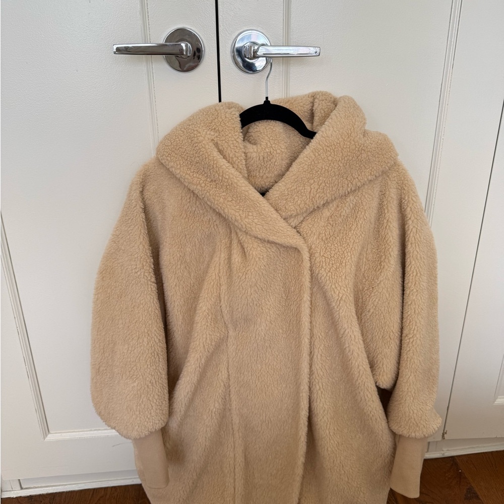 Cozy Hooded Teddy Coat in Beige